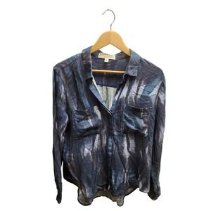 Cloth‎ & Stone Anthropologie Blue Tie Dye Button Down Shirt Womens Size M